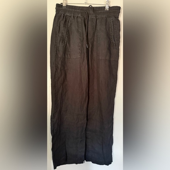 Athleta Cabo Linen Wide Leg Pants Women's Classic Black Wide-Leg Pants - Picture 2 of 6